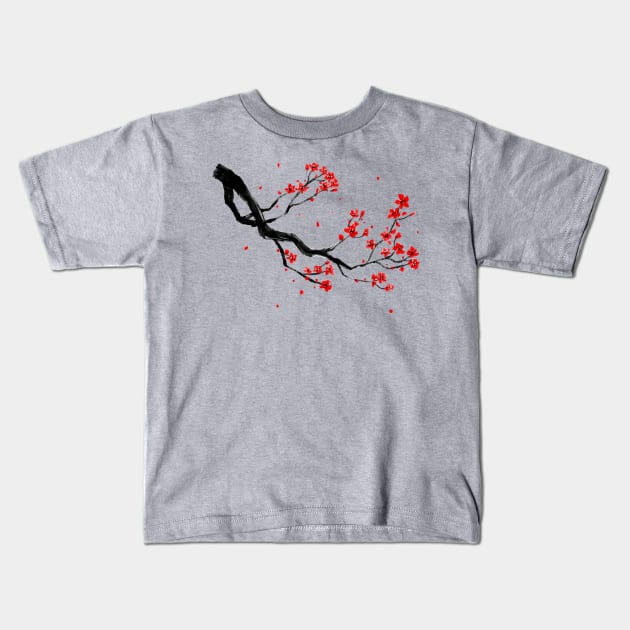 cherry blossom tree branch Kids T-Shirt by Mako Design 